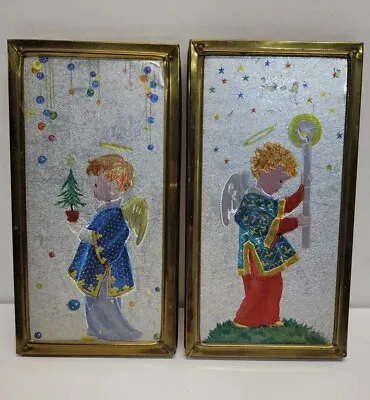 Vintage Foil Angels  Pictures Made In England Rectangle Pictures Christmas • $12.50