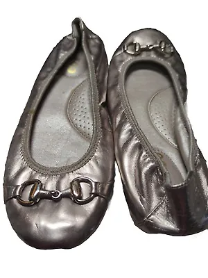 Womens Me Too Loafer Ballet Silver With Buckle  Size 7 • $15