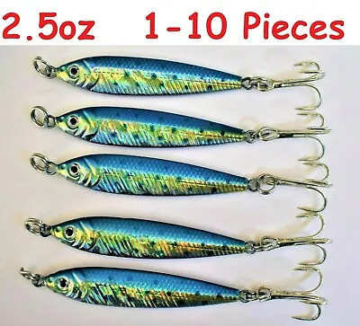 1 To 10 Pieces 2.5oz Blue Sardine Mega Live Bait Metal Jigs Saltwater Fish Lures • $3.99