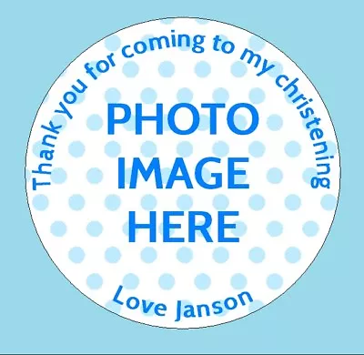£2.65 • Buy 24 Personalised Christening Birthday Party Bag Picture Photo Stickers Labels