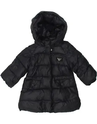 ARMANI BABY Baby Girls Hooded Padded Coat 3-6 Months Navy Blue Polyamide AW96 • £46.99