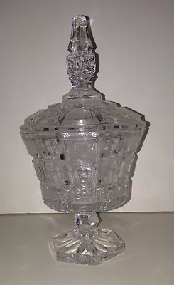 Vintage Art Deco Geometric Clear Glass Candy Dish Cubism Art Glass • $26