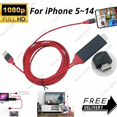 1080P HDMI AV HDTV Mirroring Cable Adapter For IPhone 7 8 X 11 12 13 14 Pro Max • $11.45