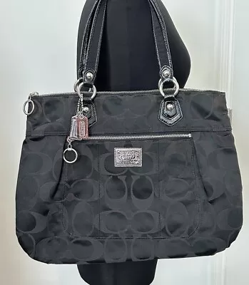 Coach 18351 Poppy Glam Signature Tote Purse Black • $47