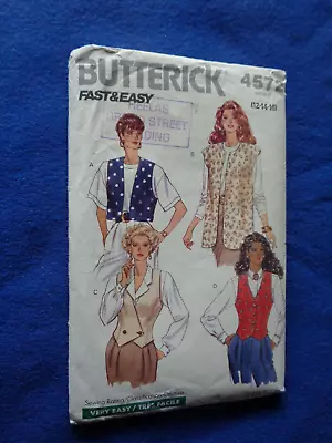 Butterick Sewing Patt - Lady's Waistcoat 4 Versions 1990 12-16 • £4.50