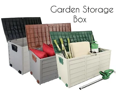 Garden Outdoor Storage Box Plastic Utility Chest Cushion Shed Box 290L Patio • £59.95