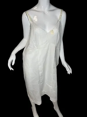Vintage NEW 70’s Sliperfection Plus Size Sz 50 White Full Slip USA Poly/Cotton • $30