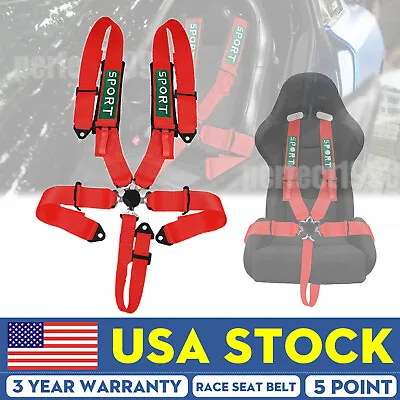 Red 5 Point 3  Safety Racing Seat Belt Harness ATV BUGGY OFF ROAD RZR Polaris US • $55.99