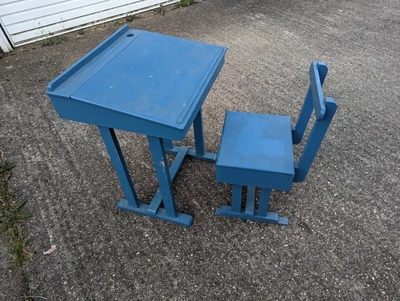 £24 • Buy Vintage Painted Kids Wooden School Desk With Lid And Chair