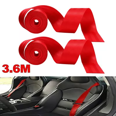 2x Car Seat Belt Webbing Polyester Seat Lap Retractable Nylon Safety Strap 3.6M • $16.09