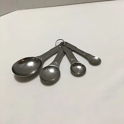 Vintage Aluminum Metal Nesting Oval Measuring Spoons With Ring Set Of 4 • $8.50