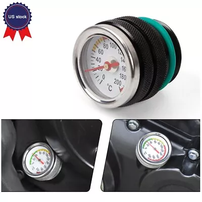 M30x1.5 Oil Temp Temperature Gauge Filler Cap For Motorcycle 0-200 Celsius Black • $14.99