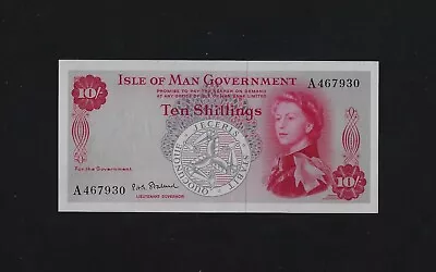 Isle Of Man 10 Shillings 1961 P-24 UNC ENGLAND UK GREAT BRITAIN • $140