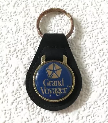 Vintage Keychain CHRYSLER GRAND VOYAGER Key Fob Ring FAUX SUEDE LEATHER & METAL • $17.95