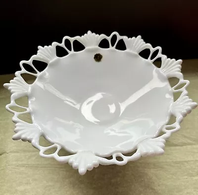 Vintage Westmoreland Milk Glass Open Lace Bowl Pedestal Circa 1960s Beautiful • $50