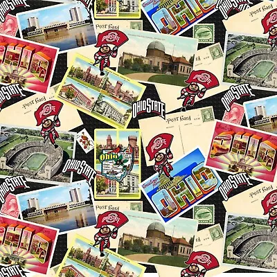 Ohio State University Buckeyes Cotton Fabric Scenic Postcard Design-By The Yard • $17.99