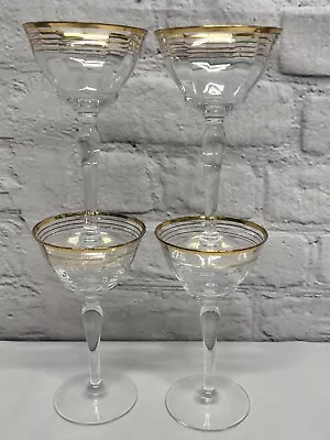 Vintage Gold Band Cordial Liquor Aperitif Sherry Glasses MCM Barware  • $22