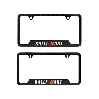 2PCS RALLIART Aluminum Carbon Fiber Look License Plate Frame For MITSUBISHI • $17.88