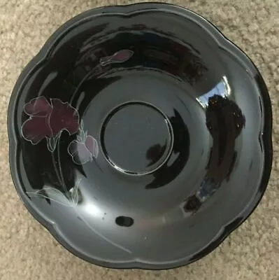 Beautiful Set Of 5 Mikasa Rondo Tango Black Floral Saucers • $35