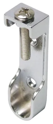 OVAL WARDROBE RAIL HANGING END SUPPORTS Rail Brackets 15mm Wide Polished Chrome  • £2.59