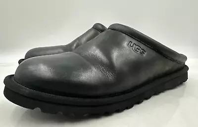 UGG Classic Clog 1011413 Black Size 9 Sheepskin Lined Leather Slipper Shoes Men • $48.95