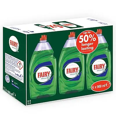 £19.99 • Buy Fairy Original Kitchen Dish Washing Up Liquid Clean Detergent -Pack Of 6 X 900ml