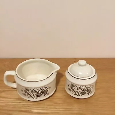 Vintage Retro Jug & Sugar Bowl With Lid  By W H Grindley Pattern Pinewood • £7.50