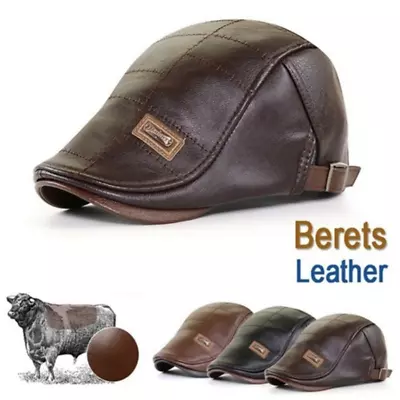 Men Beret Hat Leather Cap Warm Autumn Winter Newsboy Gatsby Ivy Hat Golf Driver • $16.99