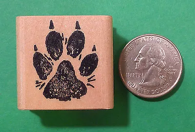 Dog Paw Print Rubber Stamp Regular Size Wood Mounted • $4.50