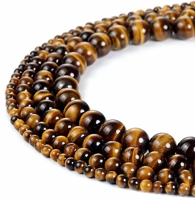 $6.99 • Buy Yellow Tiger Eye AAA Gemstone Loose Beads Natural Round 6mm 8mm 10mm Strand 15''