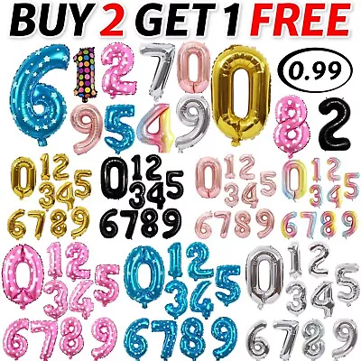 Number Balloons 16  Mini Gaint Foil Numbers Self Inflating Birthday Baby Shower • £0.99