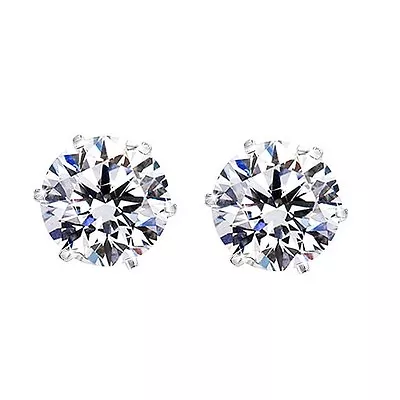 Magnetic Round Cut Clear CZ Stainless Steel Men Unisex Stud Earrings No Piercing • $10.49