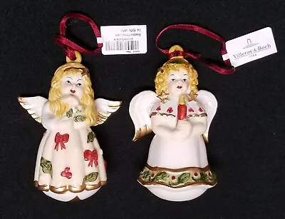 2 VILLEROY And Boch ANGELS Festive Christmas Ornaments Candle Red Green W/ TAGS • $36.99