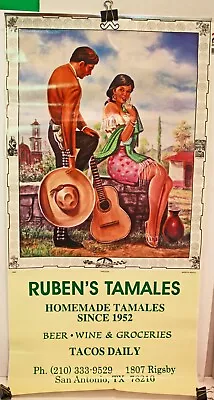 Vintage Poster Ruben's Tamales Texas Ad Metal Top Frameable Mexican Art Picture • $12.50