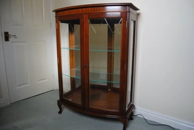 £100 • Buy Kelvin Furniture Mirrored China Display Cabinet With Bowed Front Lighting & Key 
