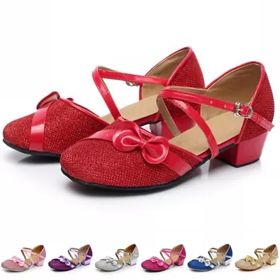 Girl Dancing Shoes Tango Latin Shoe Kids Ankle Strap Ballroom Dress Princess • $33.57