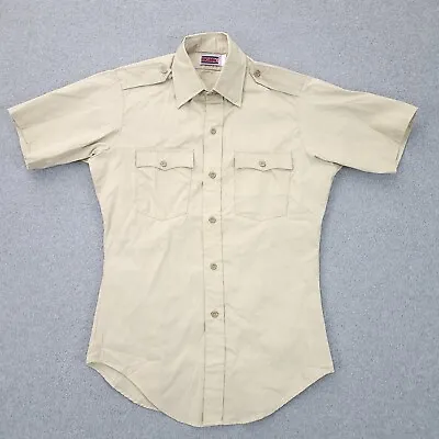 Vtg Big Mac Button Up Work Shirt Medium Short Sleeve Solid Khaki Mens • $19.99