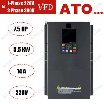 ATO 7.5HP 5.5KW Single220V To 3 Phase 380V VFD Variable Frequency Drive Inverter • $726.16