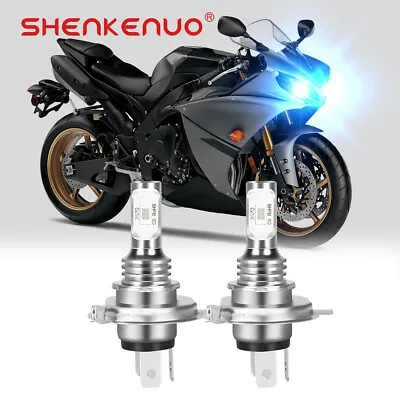 Motorcycle H4 LED Bulb 100W Hi/Low Beam Headlight 8000K Blue For Honda Yamaha US • $16.79