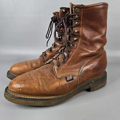 Justin Vintage Soft Toe USA Kiltie Leather EH Work Boots Size 7.5 D Conductor  • $40