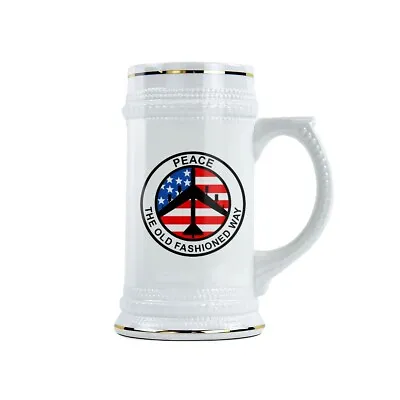 B-52 Peace The Old Fashioned Way 22 Oz Ceramic Beer Stein • $26.95