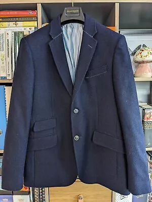 Holland Esquire Navy Yorkshire Moon With Waffle Details Wool Jacket -  Size 42 • £200