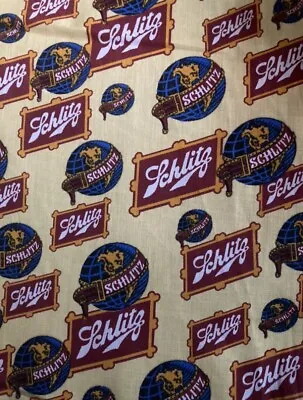 Rare Collectors Vintage Schlitz Beer Fabric. Globe Logo On Cotton. One-sided 1yd • $35