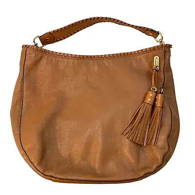MICHAEL MICHAEL KORS Large Brown Pebbled Leather Hobo Shoulder Bag With Tassels • $60