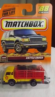 1998 Matchbox Yellow & Red Cattle Truck # 88 Of 100 With Cows  Target Beef  • $9.88