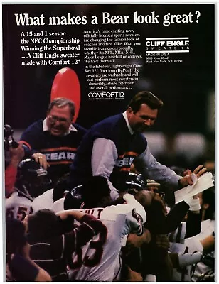 1986 Cliff Engle Sweaters Print Ad Coach Mike Ditka Chicago Bears Superbowl • $11.50