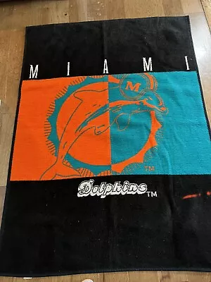 Miami Dolphins Vintage Biederlack Stadium Blanket Throw NFL Football 72x54 • $40