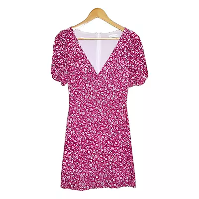 Kookai Size 36 (8) Fuchsia Pink White Floral Mini Picnic Date Dress • $25.49