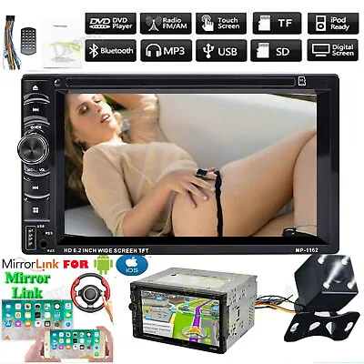 Double 2 DIN Car Stereo USB CD DVD Player Mirror Link For IOS & Android & Camera • $90.60