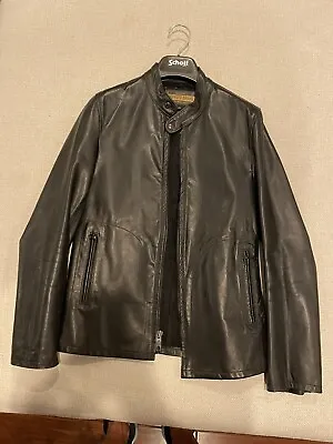 $499 • Buy SCHOTT Mission - Men's Leather Jacket P571 Black Cafe Racer Size Xsmall